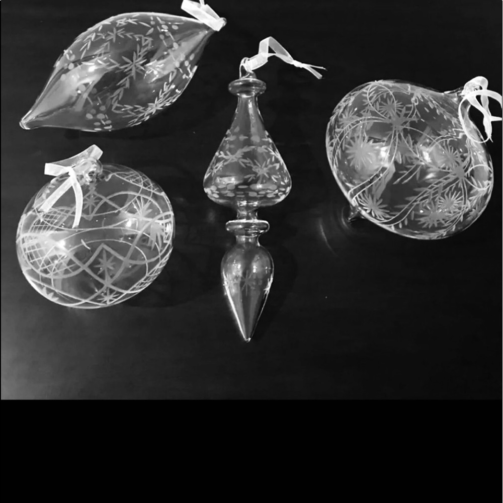 Frontgate Etched Handblown Crystal Ornament Collection